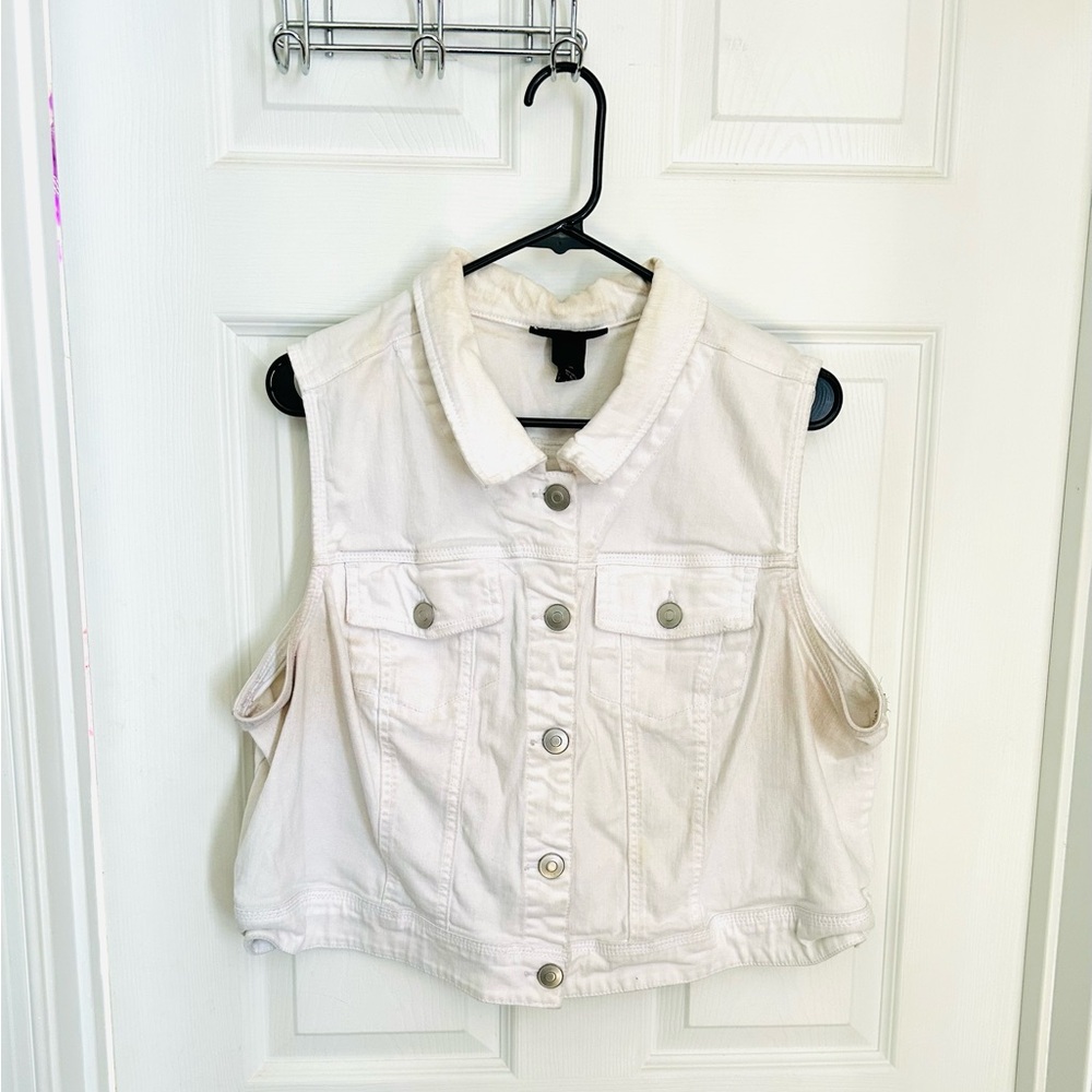 Lane Bryant off-white Jean Jacket Vest